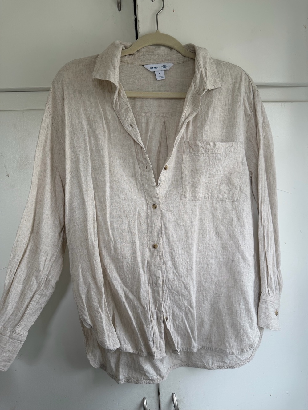 Old Navy The Boyfriend Shirt in Beige